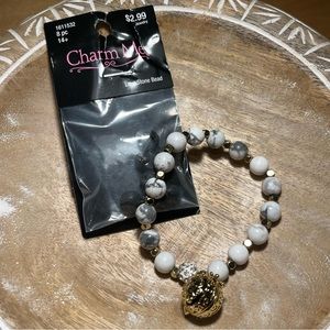 Stretchy Marble Beaded Diffuser Charm Bracelet